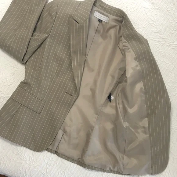 TAHARI Pantsuit NWT Arthur Levine 2PC Striped Jacket & Pant fully Lined Size 8 - Picture 10 of 13